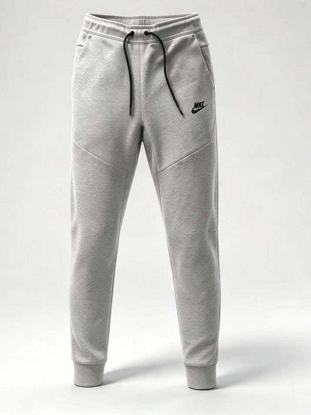 Nike Light Gray Fleece Joggers with Black Drawstrings